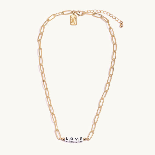 Love Paper Clip Gold Chain Necklace - Little Words Project 1200