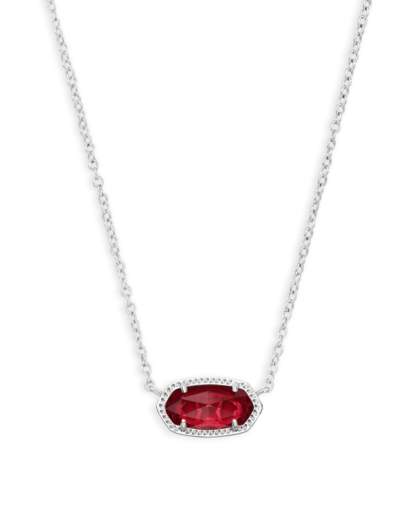 Elisa Silver Pendant Necklace - Berry Front View