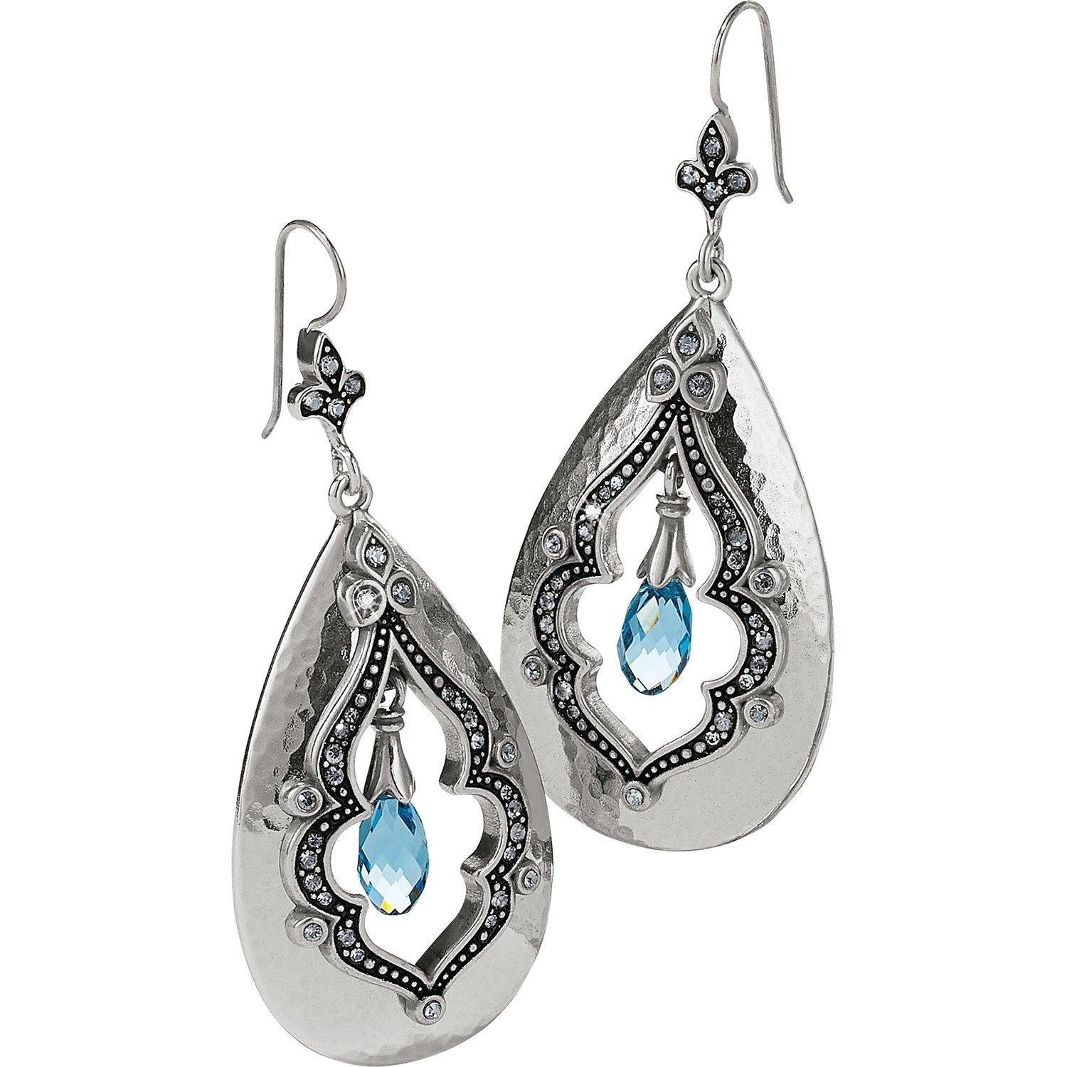 Sahara Silver Blue Drop French Wire Earrings Front View