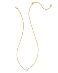 Cailin Crystal Pendant Necklace In Gold Metal White Cz.