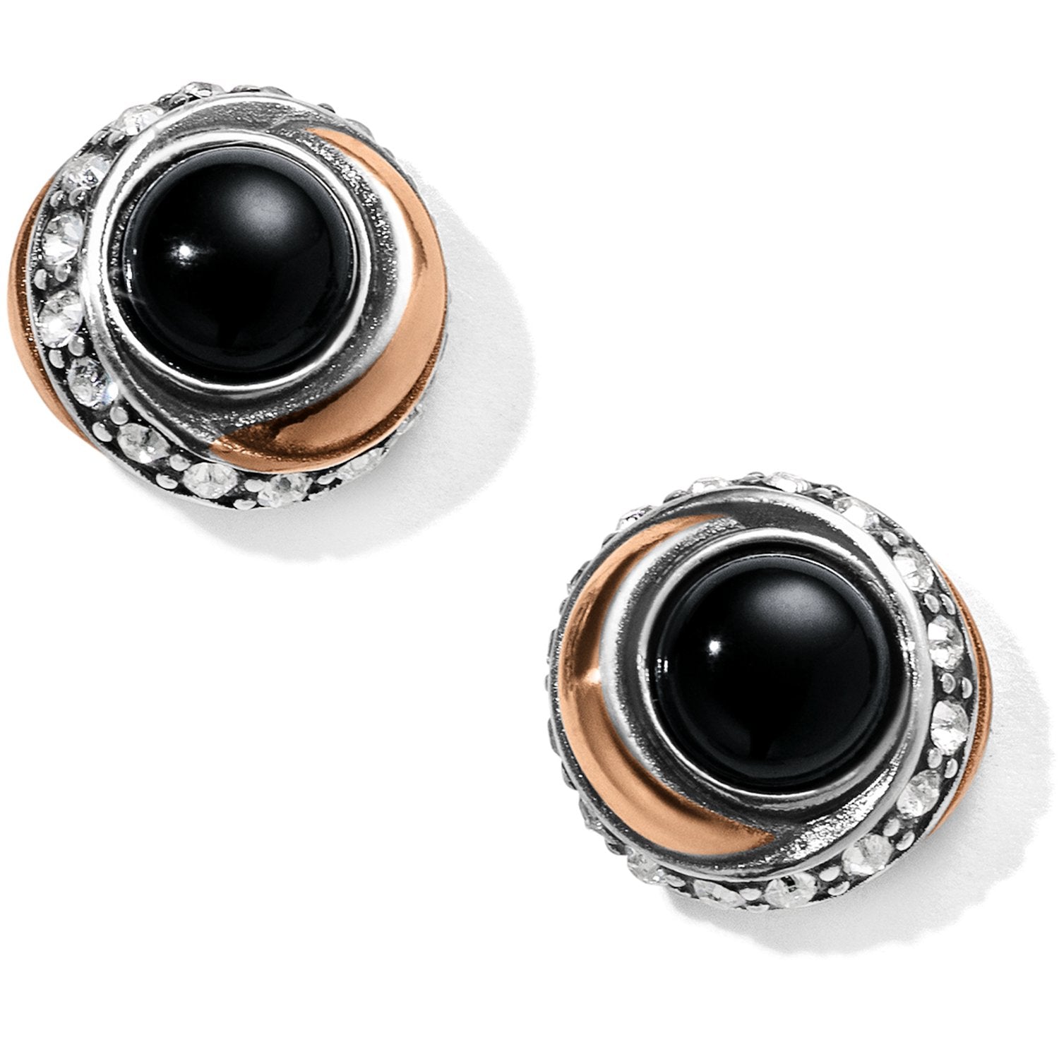 Neptune's Rings Black Button Earrings Front View
