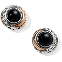 Neptune'S Rings Black Button Earrings
