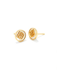 Stamped Dira Stud Earrings Gold Ivory Mother Of Pearl