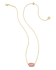 Kendra Scott Framed Elisa Short Pendant Necklace In Gold Peony Mother Of Pearl full length view of the chain.