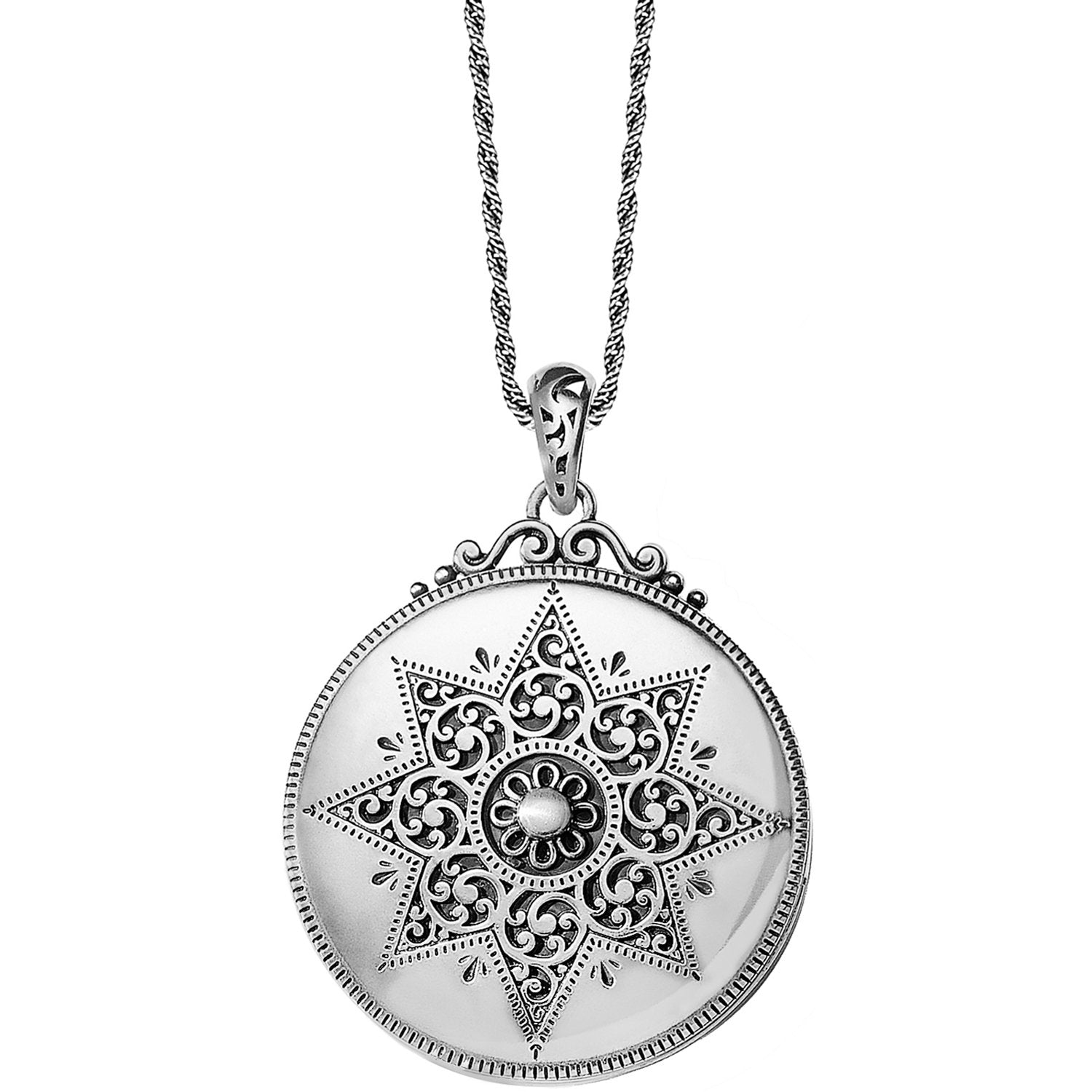 Etoile Silver Locket Necklace Front View