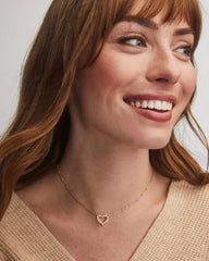Ari Heart Crystal Pendant Necklace Rose Gold White Crystal Model Shot