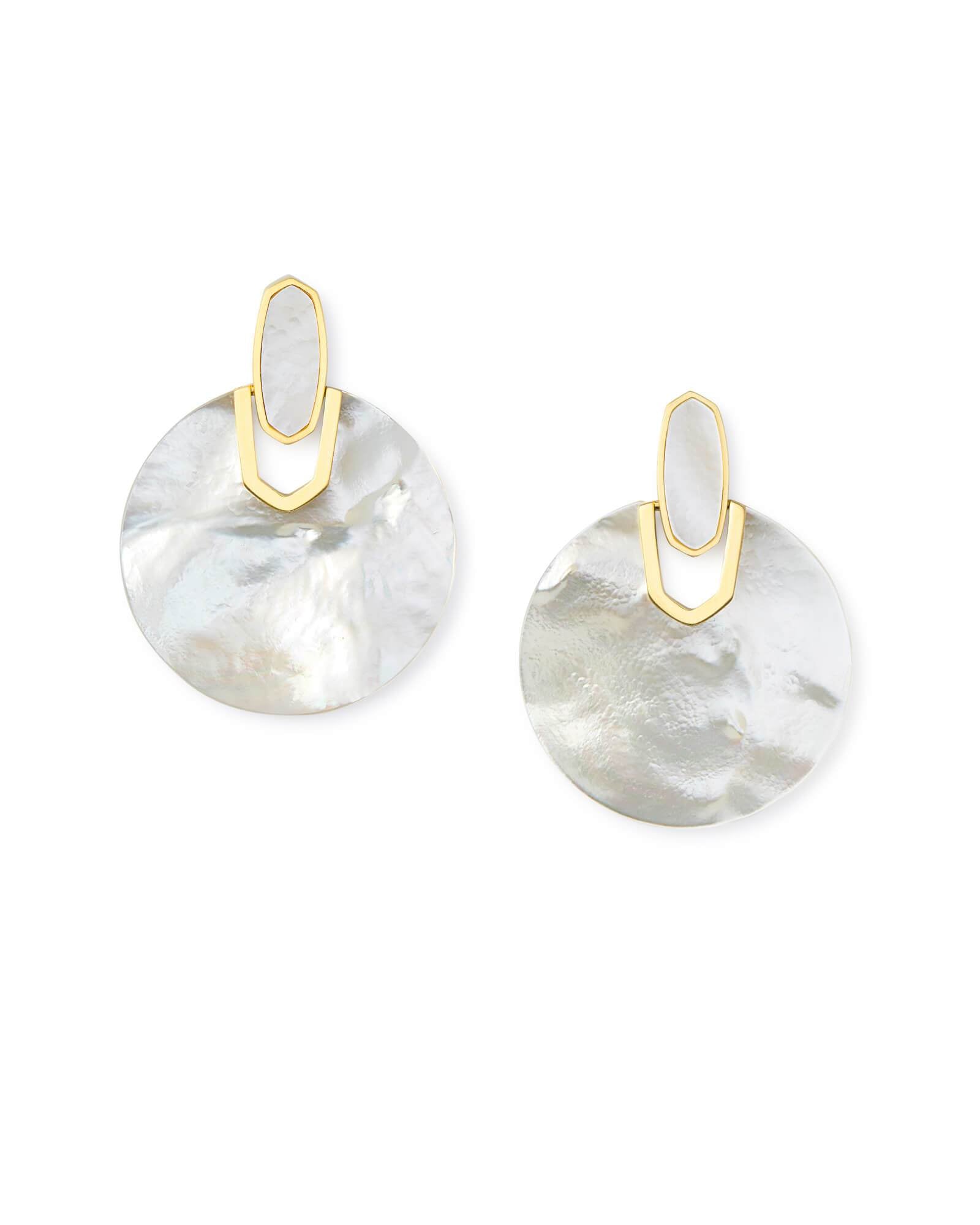 Didi Gold Statement Earrings In Ivory Pearl
