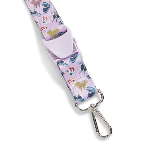 Wide Lanyard w/ Speed Clip - Lavender Butterflies