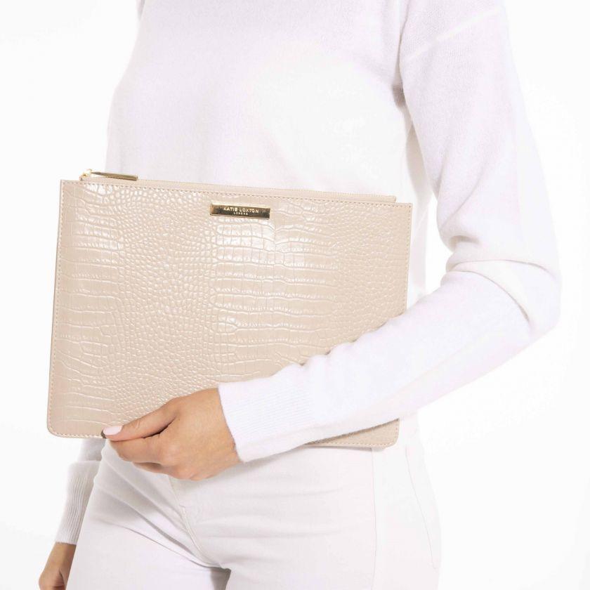 Celine Croc Perfect Pouch Oyster