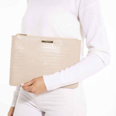 Celine Croc Perfect Pouch Oyster Model View