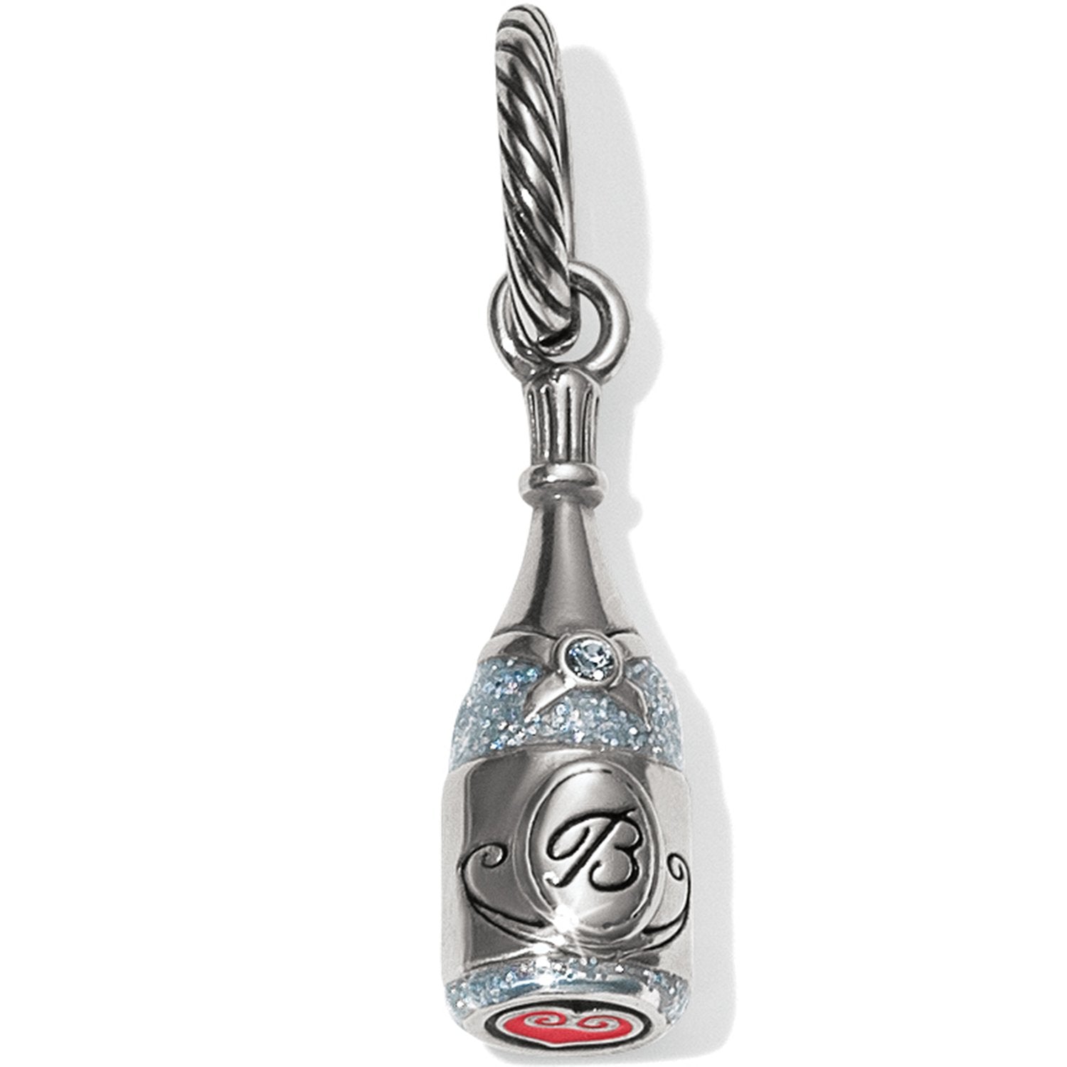Sparkle Silver Champagne Charm Front View