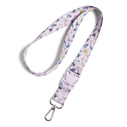 Wide Lanyard w/ Speed Clip Lavender Butterflies