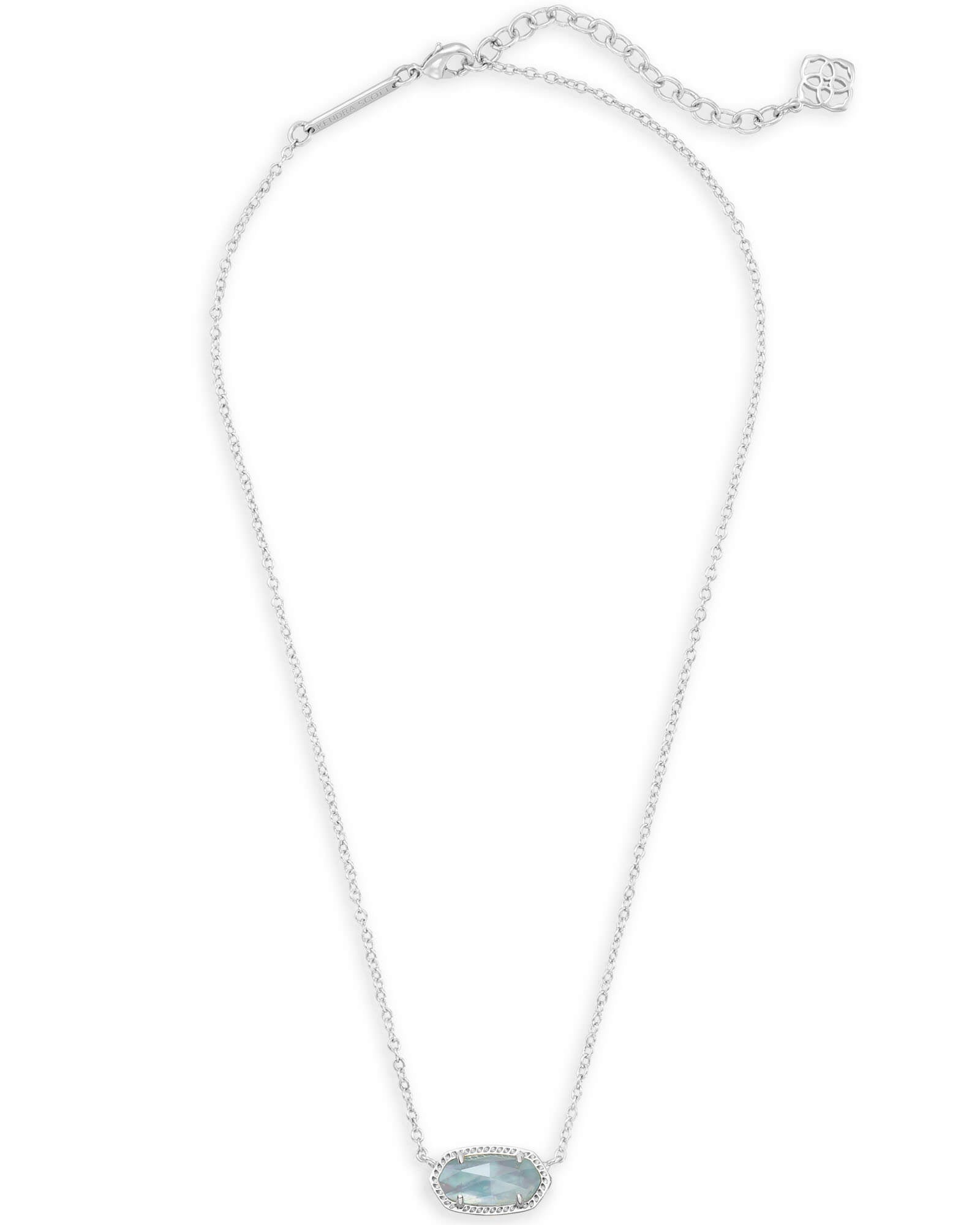 Elisa Silver Pendant Necklace - Light Blue Illusion Chain View