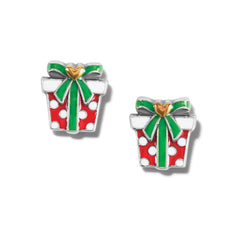 Two Christmas gift earrings in red, and green