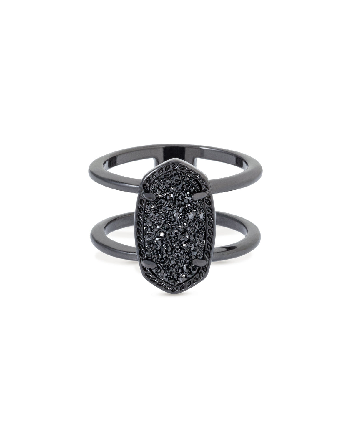 Elyse Ring Gunmetal Black Drusy - Size 8 Front View