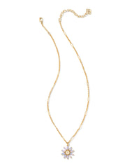 Madison Daisy Short Pendant Necklace In Gold Pink Opal Crystal.
