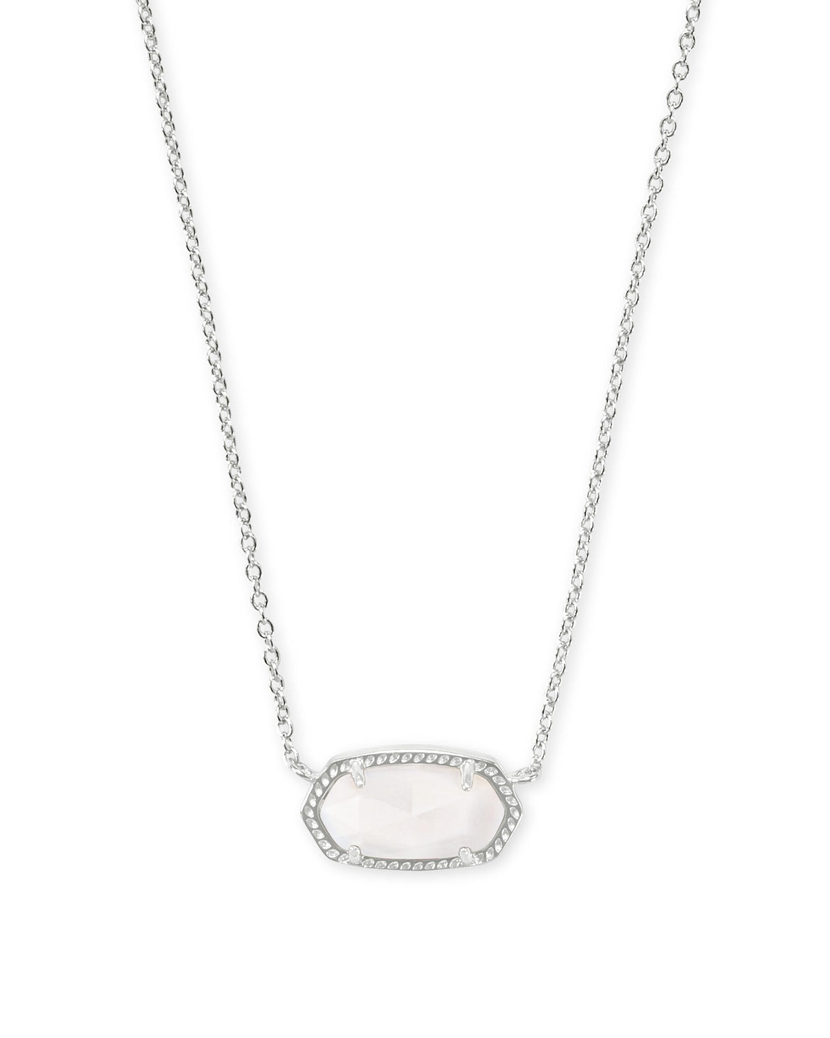 Elisa Silver Pendant Necklace - Mother of Pearl Front View