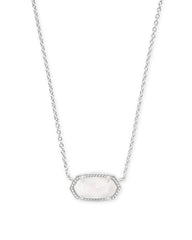 Elisa Silver Pendant Necklace - Mother of Pearl Front View