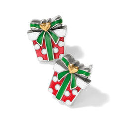 Two Christmas gift earrings in red, and green