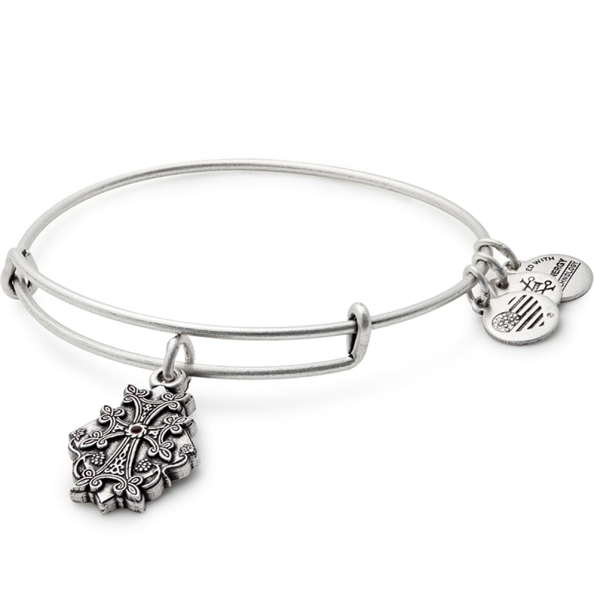 Armenian Cross Charm Bangle Silver 