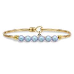 Crystal Pearl Bangle Bracelet Aqua