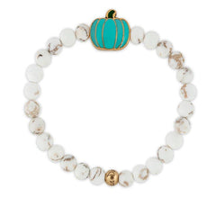 Luca + Danni teal pumpkin stretch bracelet with white beads