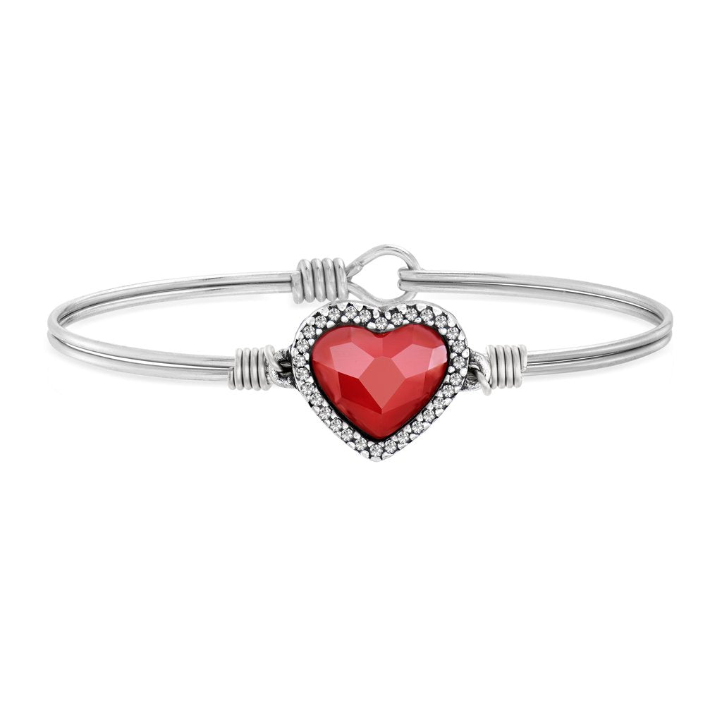 Red Crystal Heart Bangle Bracelet