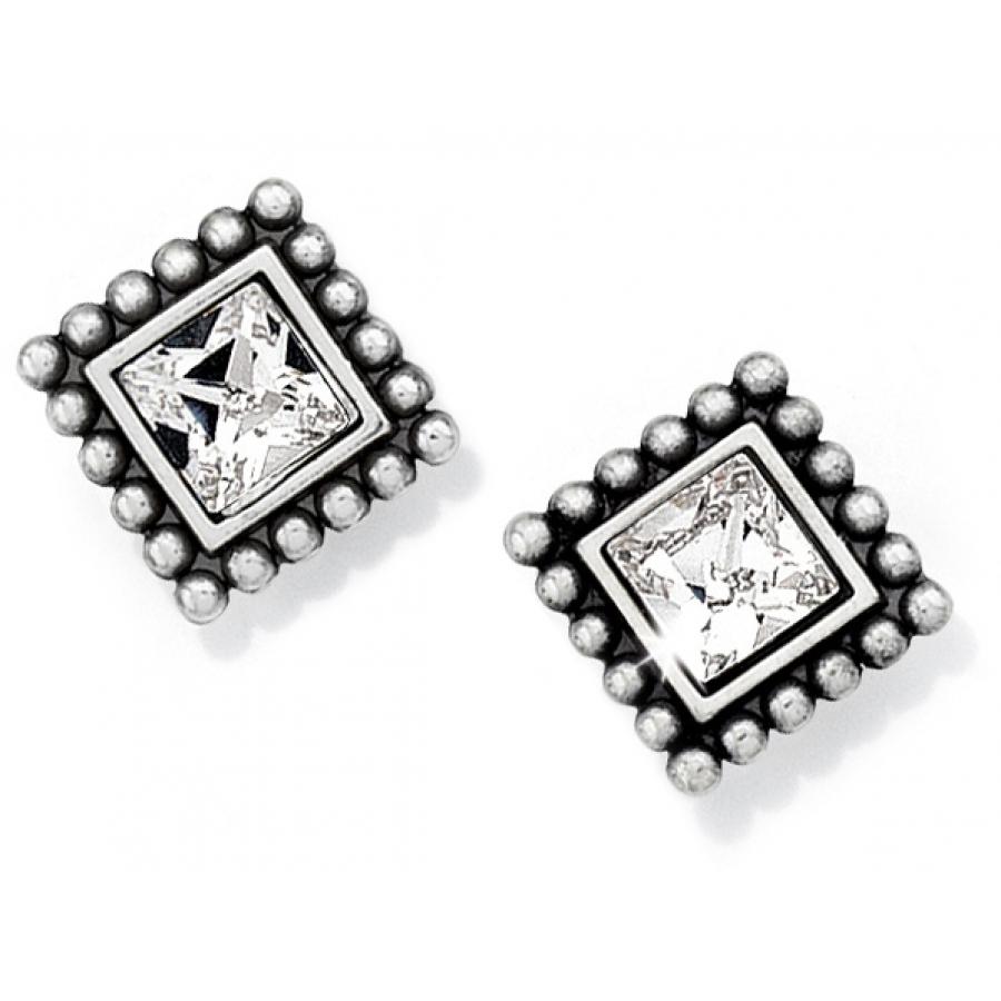Sparkle Square Mini Post Earrings Front View