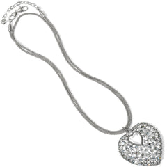 One Silver Love Convertible Heart Necklace Layered View