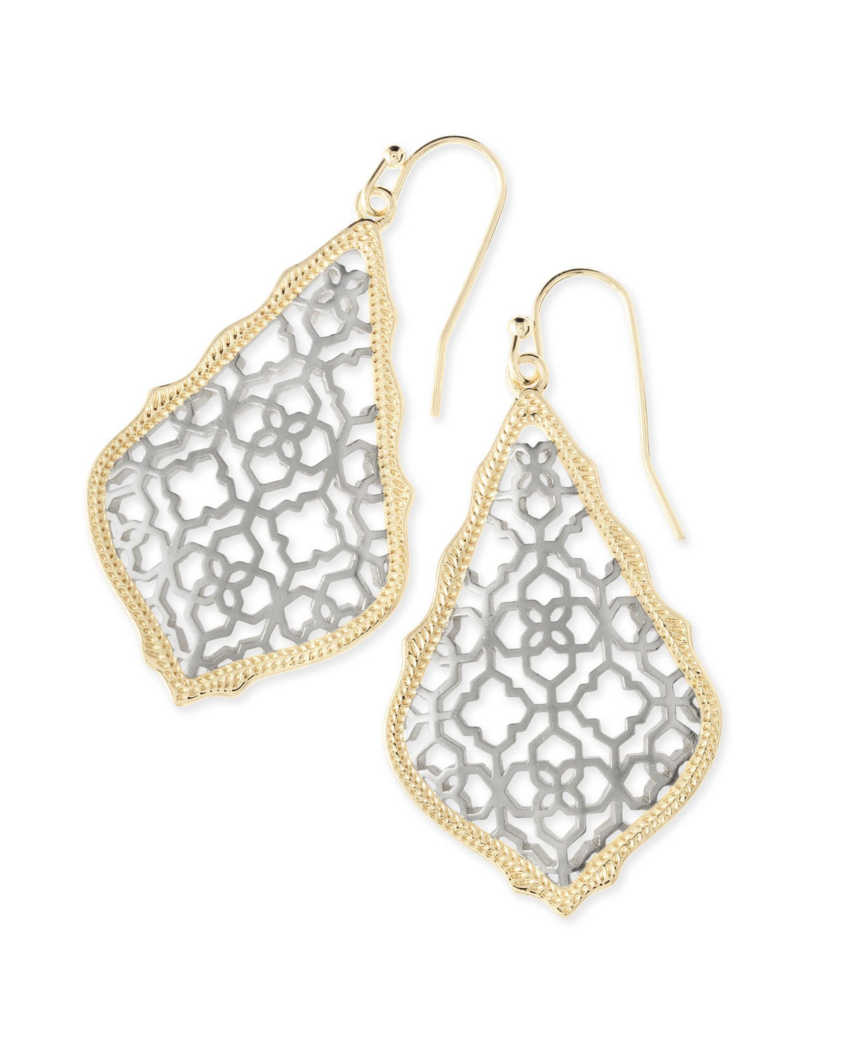 Addie Gold Drop Earrings In Silver Filigree Mix