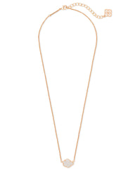 Tess Rose Gold Pendant Necklace - Iridescent Drusy Chain View