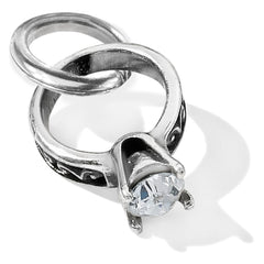 Silver ABC Diamond Ring Charm Side View