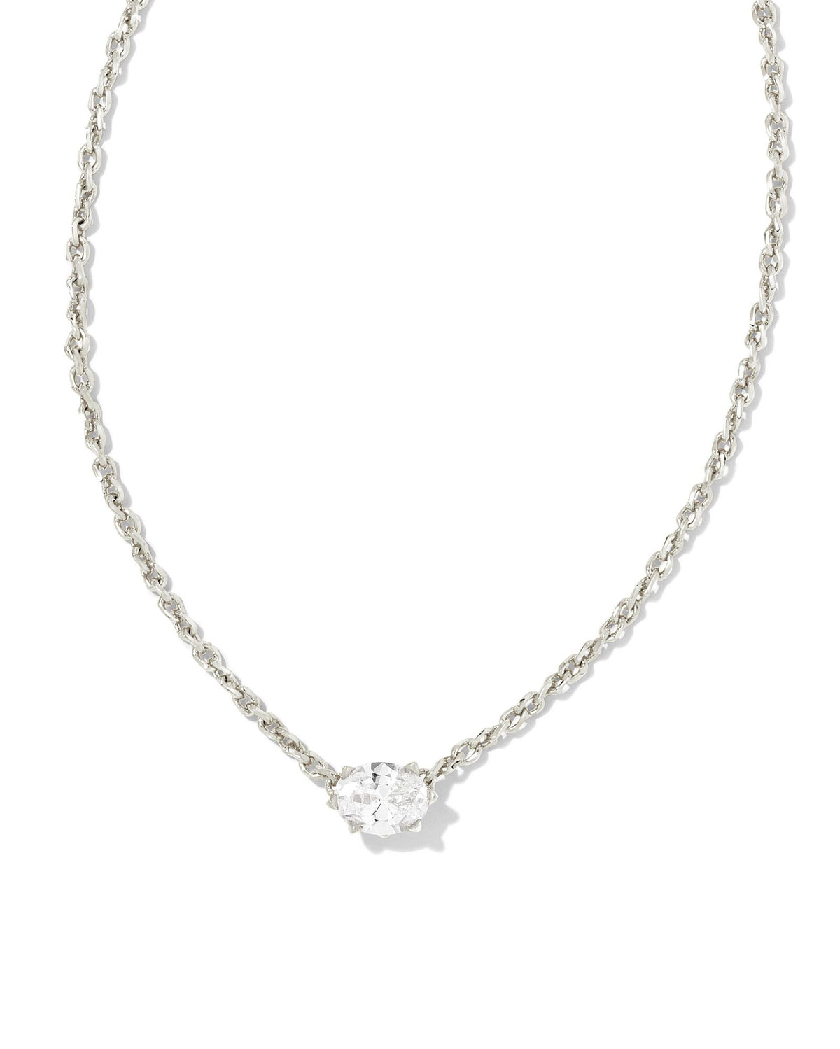 Kendra Scott Cailin Crystal Pendant Necklace In Rhodium Metal White.