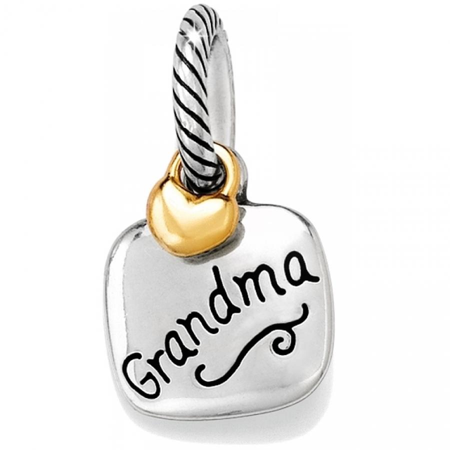 World's Silver Best Grandma Charm Front View
