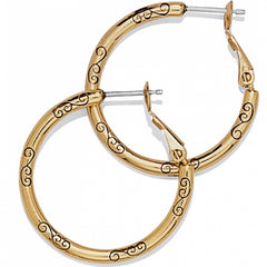 Small Hoop Charm Earrings Gold Side View