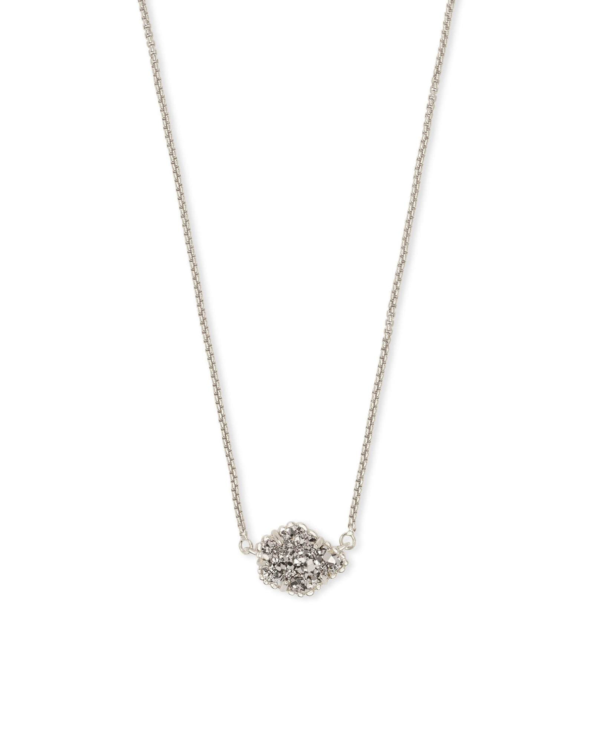 Tess Rhodium - Platinum Drusy Necklace Front View