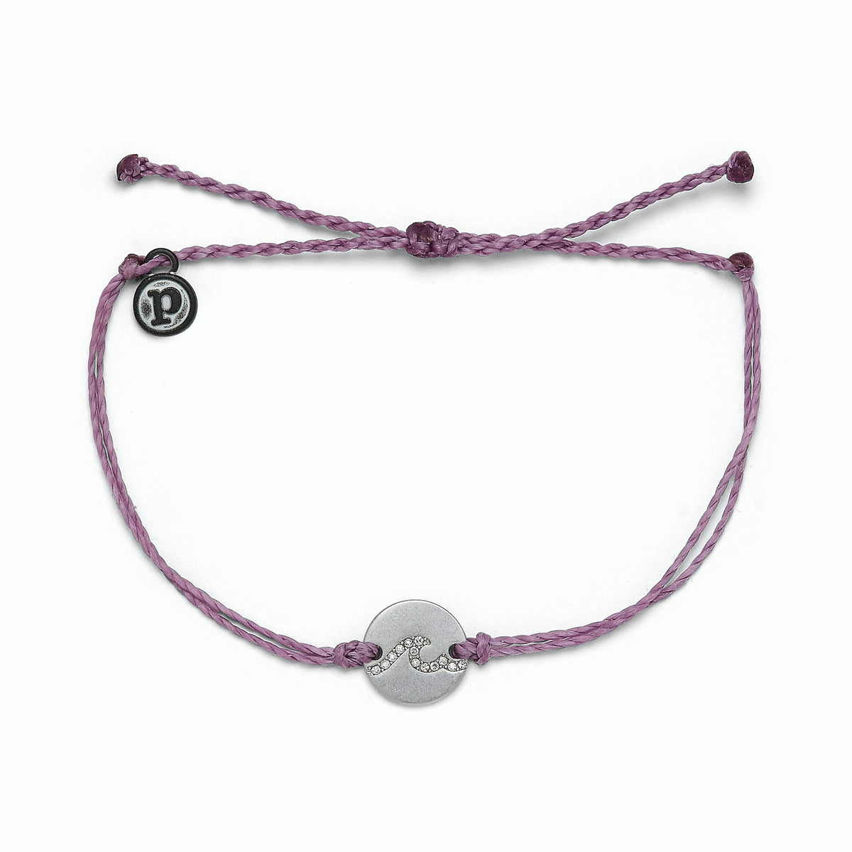 Pura Vida Lavender Pave Wave Coin Silver Bracelet