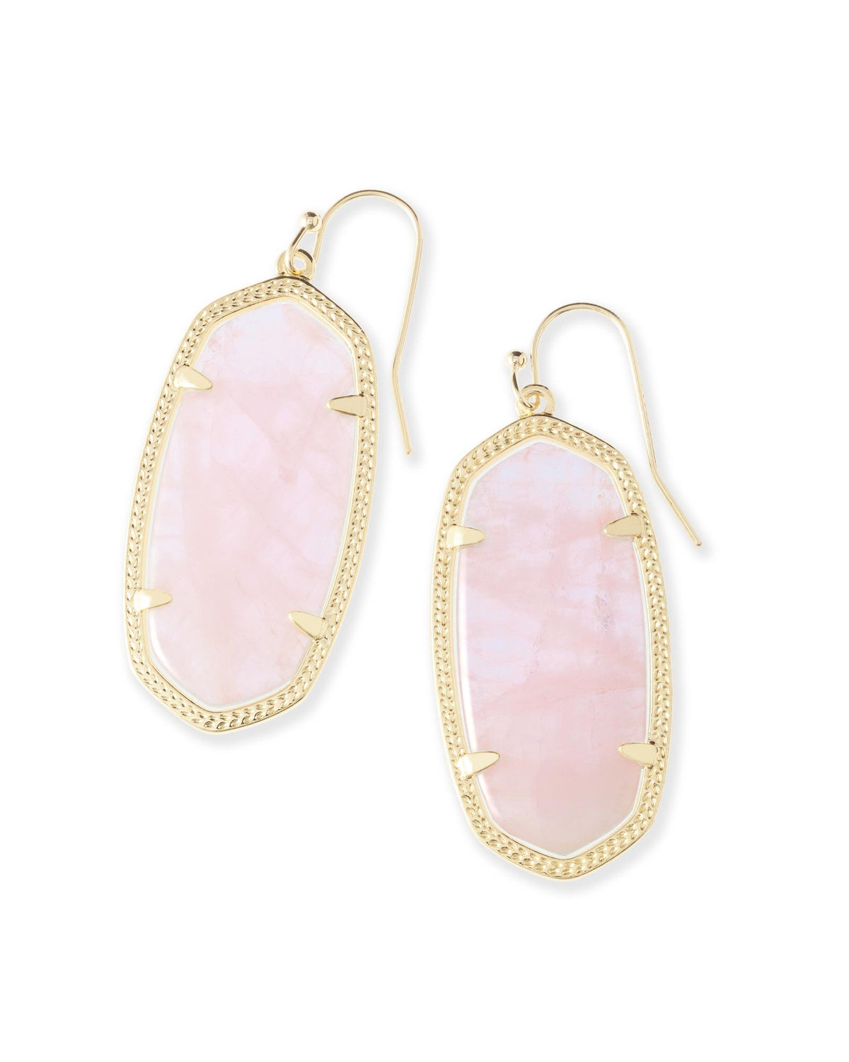 Elle Gold Drop Rose Quartz Earrings