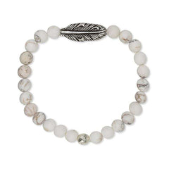 Feature white beaded stretch bracelet