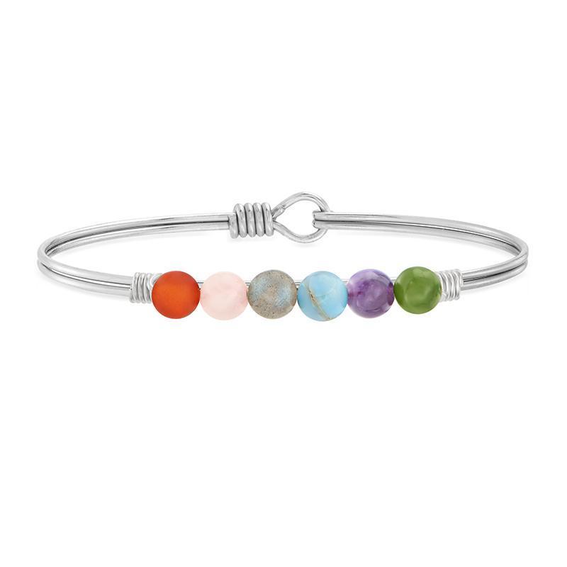 Luca and Danni Energy Stone Bangle Bracelet for Whole Healing Silver
