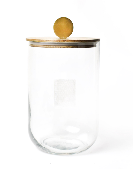 Mini Wooden Lid Glass Jar Front View