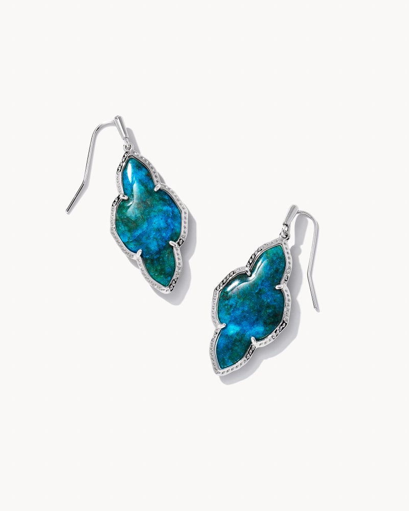 Abbie Drop Earring Rhodium Teal Labradorite