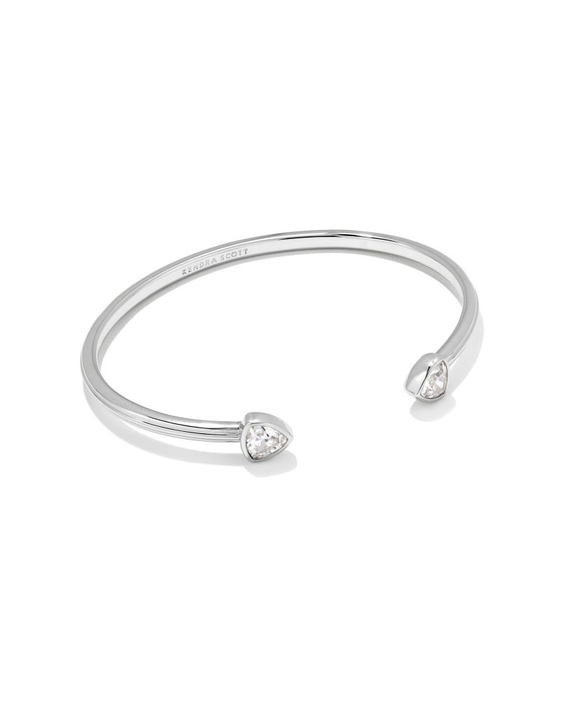 Arden Cuff Bracelet Rhodium White Crystal