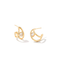Arden Huggie Earrings Gold White Crystal