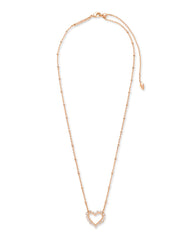 Ari Heart Crystal Pendant Necklace Rose Gold White Crystal Full Length 