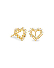 Ari Heart Crystal Stud Earring Gold White Crystal Kendra Scott