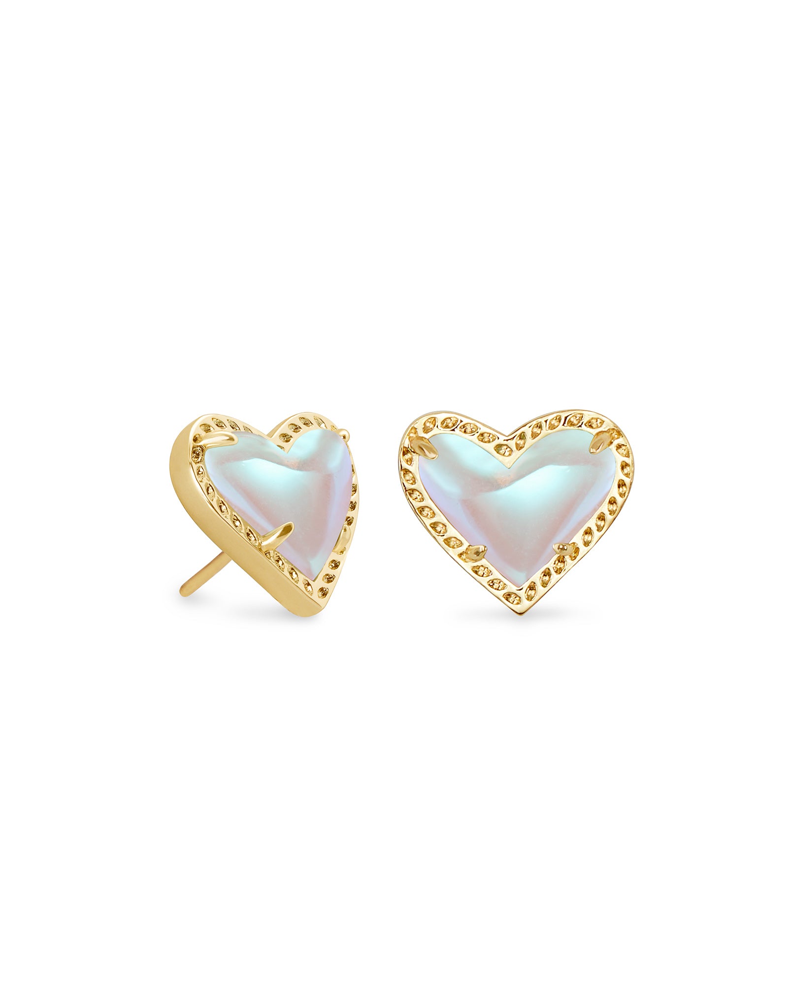 Ari Heart Gold Dichroic Stud Earrings