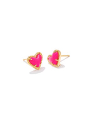 Kendra Scott Ari Heart Stud Earrings Gold Neon Pink