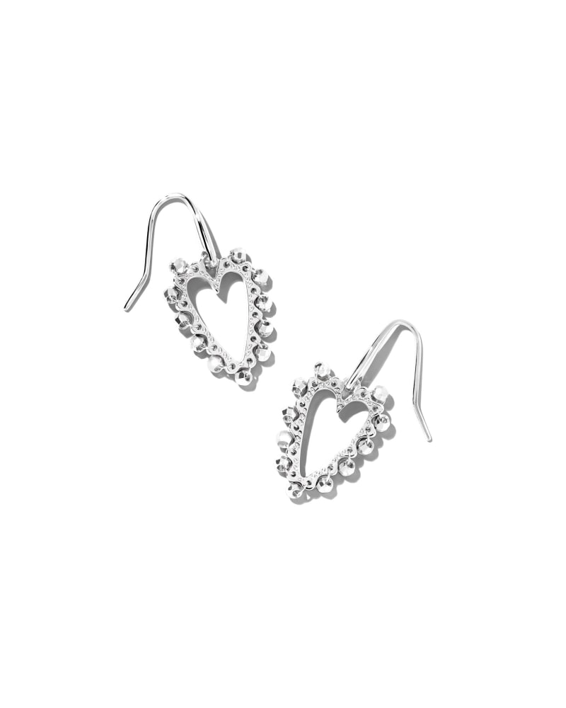 Beaded Ansley Open Frame Earring Rhodium Metal