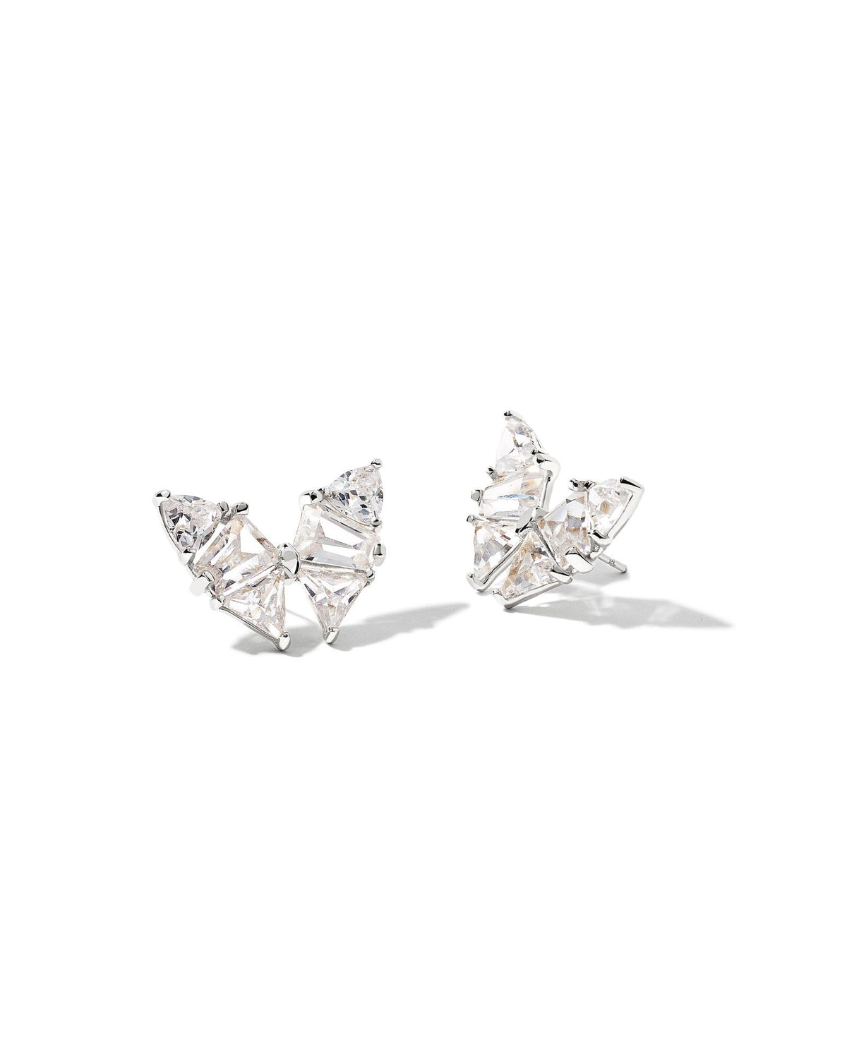 Kendra Scott Blair butterfly stud earrings in rhodium white crystal